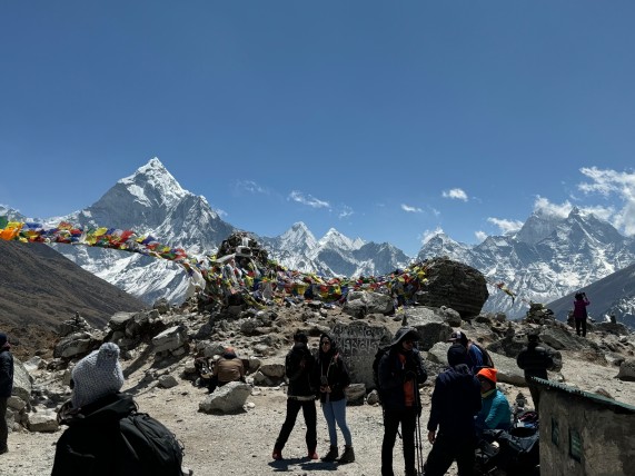 Everest Views with Gathering of People